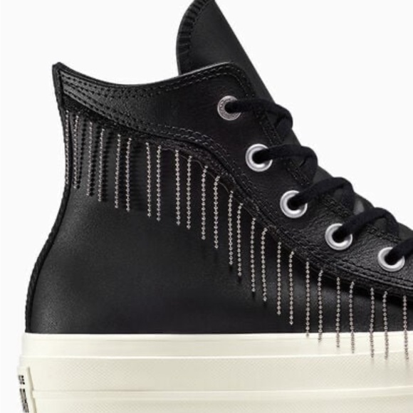 Leather Chuck Taylor All Star Platform Western Glam Black Women’s size 8.5 - Picture 6 of 9